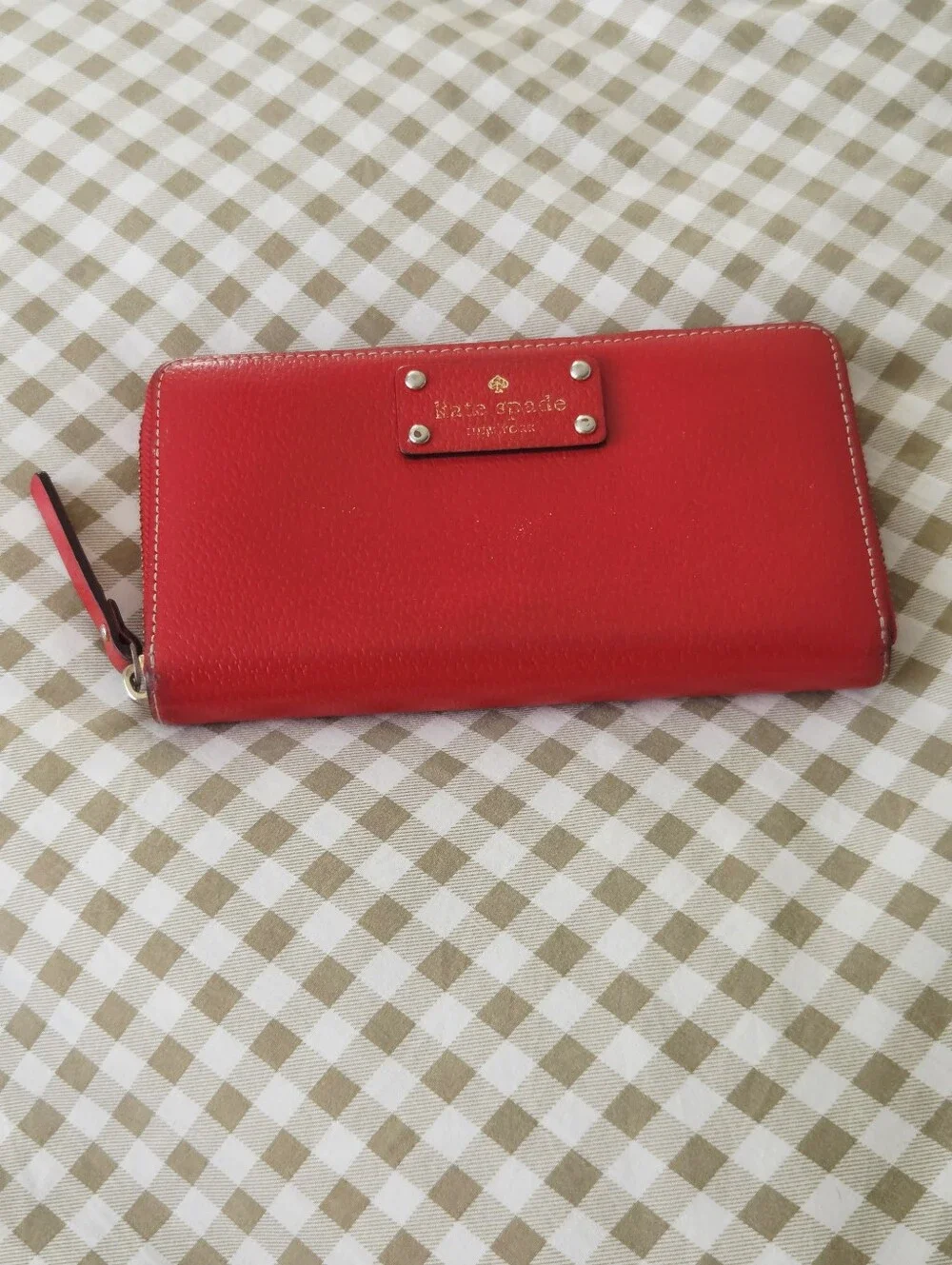 Kate Spade Wellesley Neda Red Pebbled Leather Zip-Around Wallet
